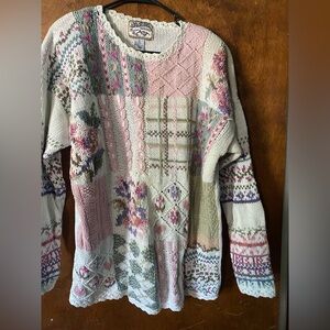 Multicolor Patchwork Sweater Xl Womens Knitted Sweater By Heirloom Collectibles